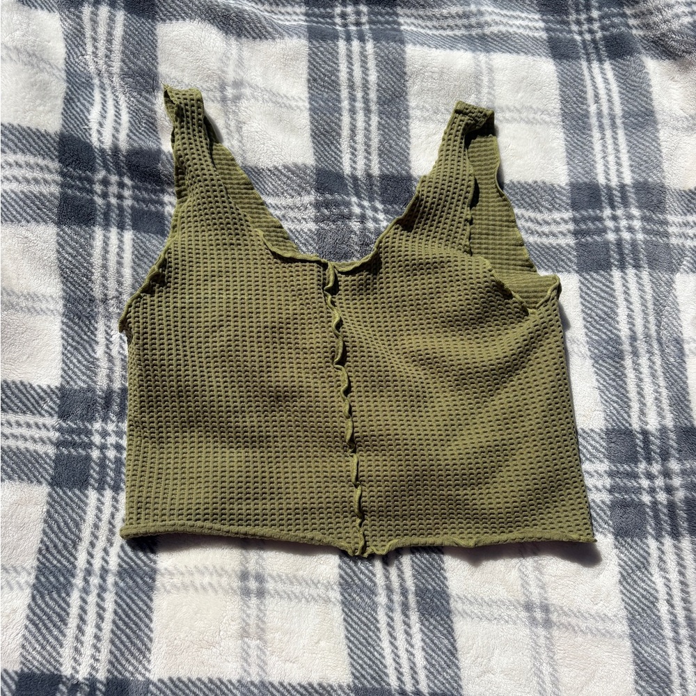Forever 21 Sage Waffle Knit Top